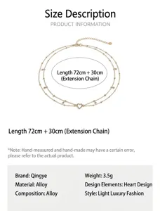 Detailed view of a stylish double layer alloy waist chain featuring a cute heart pendant.