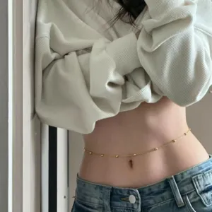 Minimalist Metal Waist Chain Versatile Multi Layer Belly Chain Gold Silver Beaded Body Chain For Women Fashion Jewelry