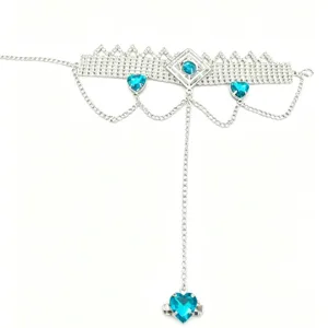 Crystal Heart Slave Bracelet Rhinestone Hand Chain Silver Fashion Jewelry for Women