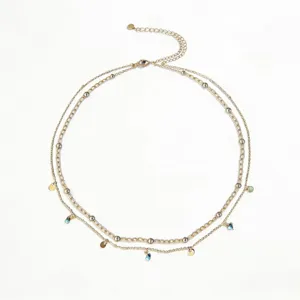 Chaîne de taille multicouche dorée élégante avec perles et pendentifs pour femmes