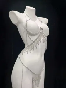 Magnifique chaîne de corps à pampilles en strass cristal pour fête de plage chic