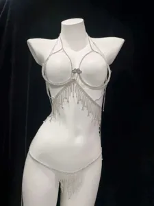 Chaîne de corps longue en strass chaîne de soutien-gorge fête de plage bijoux de mode