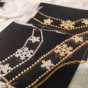 Rhinestone snowflake necklace fashion crystal choker jewelry set for women party accessories