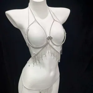 Chaîne de corps en strass sexy soutien-gorge cristal bijoux pour fête de plage femme