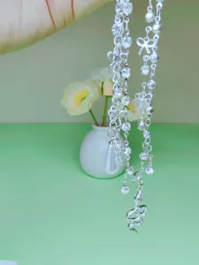 Exquisite double layer rhinestone snake pendant anklet vintage beach foot jewelry detail