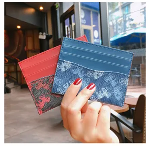 Korean fashion printed card holder women slim minimalist cute mini coin purse wallet cardcase