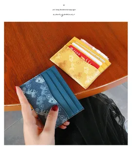 Mini card holder slim PU leather wallet cute horse print credit card organizer for women