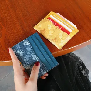 Korean style printed card holder for women, slim minimalist mini wallet with multi slots.