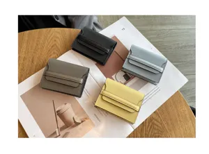 Compact leather card holder set, minimalist mini wallet with multi card slots for daily use.