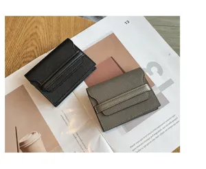 Genuine leather compact card wallet minimalist mini credit card holder for women daily use