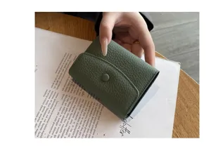 Porte-cartes minimaliste en cuir pour femme, design accordéon compact exquis, multi-fentes