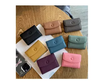 Porte-cartes accordéon en cuir véritable, mini portefeuille compact multi-fentes, élégant.