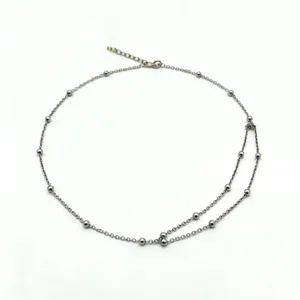 Stunning double layer metal waist chain with delicate beads versatile body jewelry