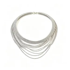 Sparkling multi-layer rhinestone choker necklace for women luxury crystal collar jewelry.