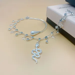 Fashion Alloy Rhinestone Bow Pearl Snake Anklet Gold Silver Plated Beach Foot Chain Jewelry For Women