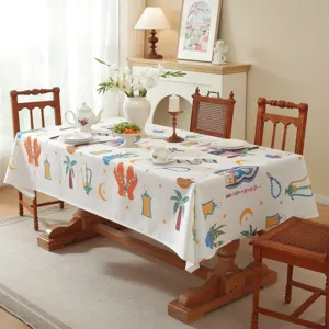 Mittlerer Osten Stil Polyester gedruckter Tischtuch mit Stern Mond Schloss und Palme Design.