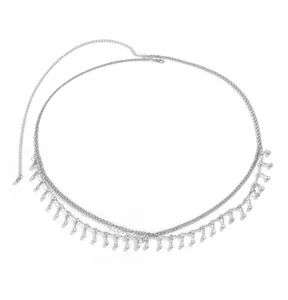 Chaîne de taille en métal avec strass pour femmes, bijoux de corps sexy pour robes d'été et jeans.
