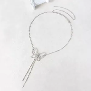 Elegant rhinestone butterfly waist chain, sparkling body chain for women party and festival style.