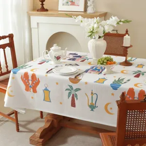 Mittlerer Osten Stil Polyester gedruckte Tischdecke mit Schloss Palme Muster für Esstisch.