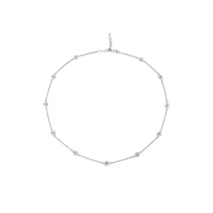 Fashionable silver tone zircon embellished waist chain, versatile daily accessory main view.