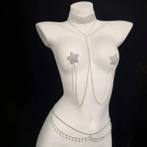 Bikini rhinestone chain body jewelry multi-layer waist chain tassel body chain for women