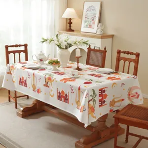 Naher Osten Stil Polyester bedruckte Tischdecke mit Schloss Palme Muster fur Esstisch Dekoration