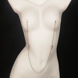 Sexy silver nipple chain body jewelry with pearls and rhinestones for women adult fashion