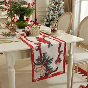 Christmas jacquard table runner festive holiday table decoration dining settings