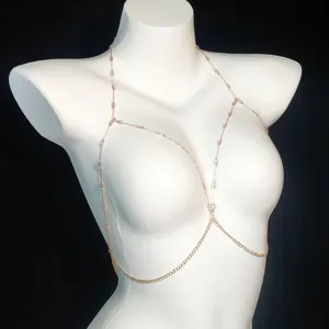 Sexy rose gold beaded body chain for women fashion summer beach party jewelry accessories