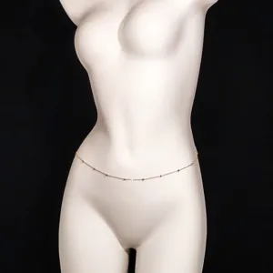 Elegant delicate waist chain with tiny bead stations, minimalist sexy belly chain accessory