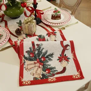 Christmas table runner festive jacquard polycotton holiday dining table decor fabric