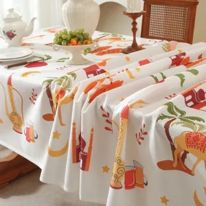 Mittlerer Osten Stil Polyester Tischdecke mit Stern Mond Palmen Motiv für elegante Deko.