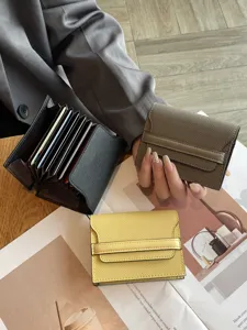 Genuine leather multi-card wallet mini card case minimalist design compact card holder