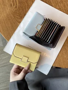 Porte-cartes en cuir pour femme etui de credit accordeon compact multi-fentes portemonnaie