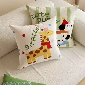 Cute cartoon animal throw pillow square cushion soft fabric for living room sofa decor