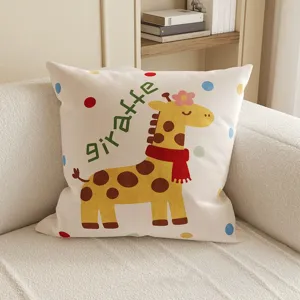 Cute cartoon giraffe print square sofa pillow decorative cushion home living room bedroom use