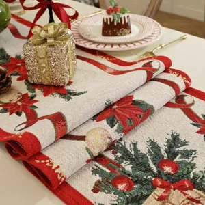 Christmas jacquard table runner festive decorative tablecloth holiday party dining table decor