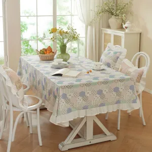 American cotton patchwork tablecloth with ruffle skirt for dining table and coffee table cover