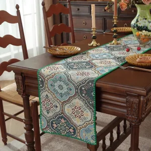 Corridoio da tavolo in jacquard vintage americano per sala da pranzo decorazione tessile.