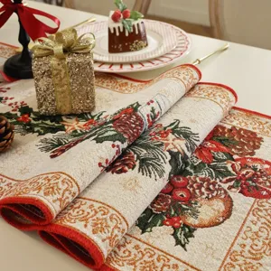 Christmas jacquard table runner festive holiday decor dining table runner cover textile