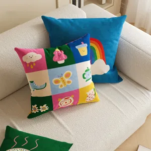 Nordischer Stil Plüsch Zierkissen Süße Cartoon Regenbogen Kaffeetasse Druck Sofa Kissenbezug Heimtextilien