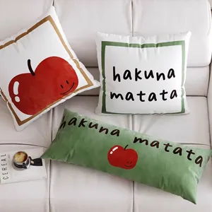 Nordic Smile Apple Cartoon Cushion Cover Letter Printed Plush Sofa Pillow Living Room Bed Decorative Throw Pillow