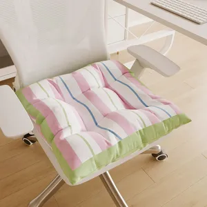 Dickes gestreiftes Sitzkissen fuer Buerostuhl bequeme Stuhlauflage farbiges Design