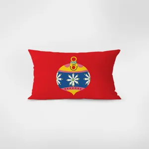 Coussin rectangulaire rouge avec motif de boule de Noel festive, oreiller de canape moderne.