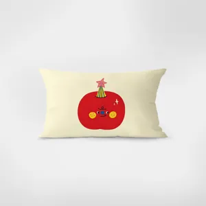 Vue détaillée d'un coussin rectangulaire avec un joli design de personnage de dessin animé.
