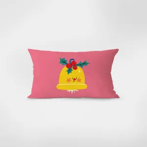 Coussin decoratif rectangulaire avec motif de cloche de Noel pour votre canape et lit.