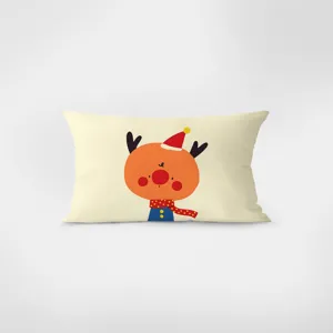 Oreiller rectangulaire renne de Noël pour canapé lit chaise de bureau, coussin de fête.
