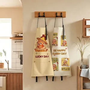 Carino Grembiule Stampato con Elfo Cartoon Impermeabile Antivegetativa Poliestere Cucina Bavaglino con Tasca Cinghia Regolabile