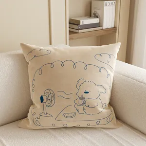 Cartoon Tier Gedruckt Polyester Sofa Dekorative Kissen Süße Panda Hund Kissenbezug Für Wohnzimmer Bettwäsche