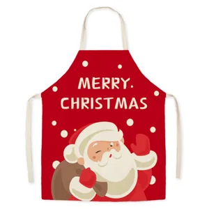 Christmas Santa cartoon fabric apron for kitchen baking, cute holiday cooking smock gift.